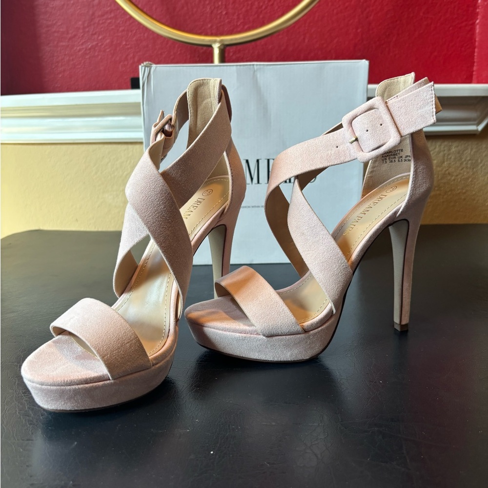 Dream Pairs Pink Platform Heels with Ankle Strap